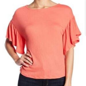 Ruffled Sleeve Textured Top